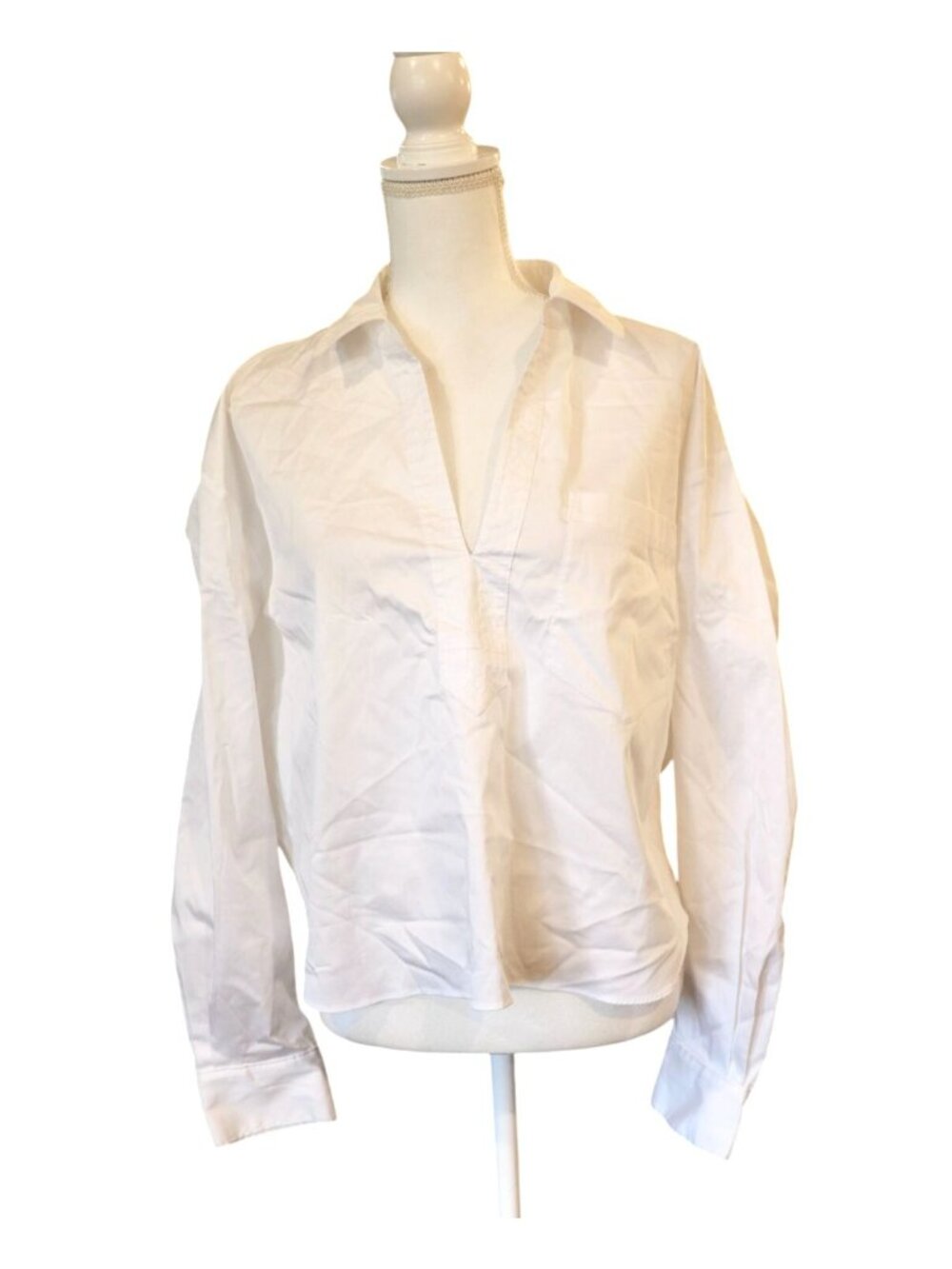Veronica Beard Khai High-Low Cotton Blend Popover Shirt, Size 16 NWT